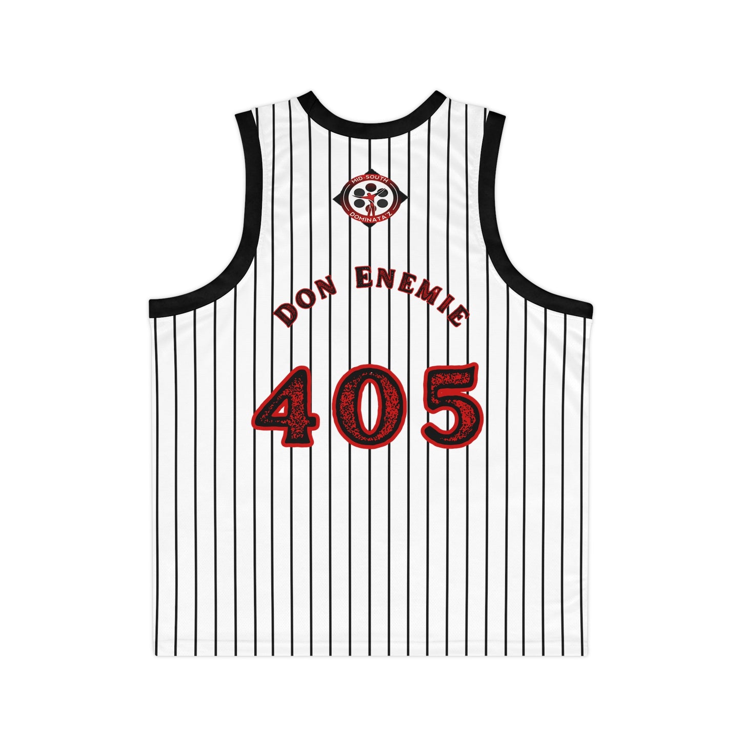 MSD Don Enemie Pinstripe Basketball Jersey (White)