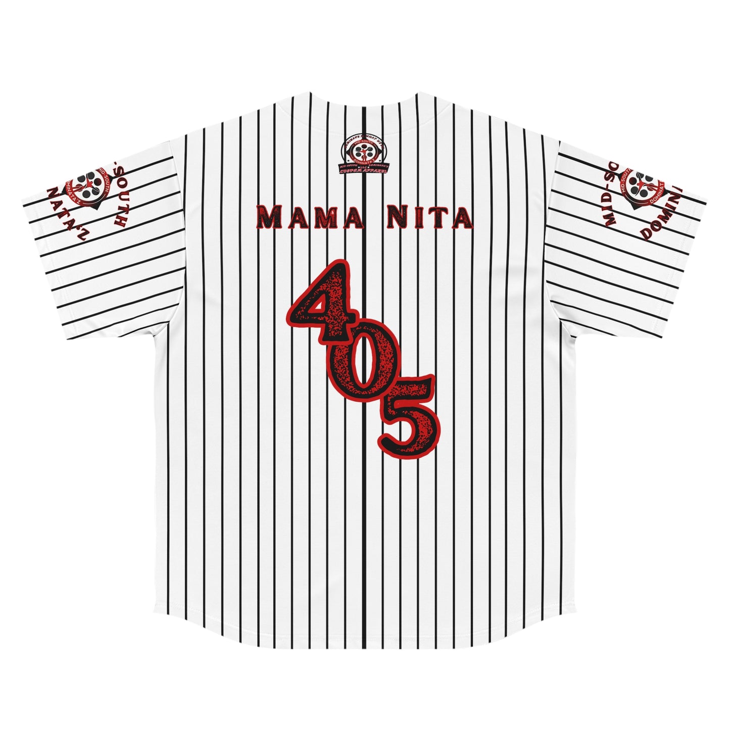 MSD Mama Nita Pinstripe Baseball Jersey (White)