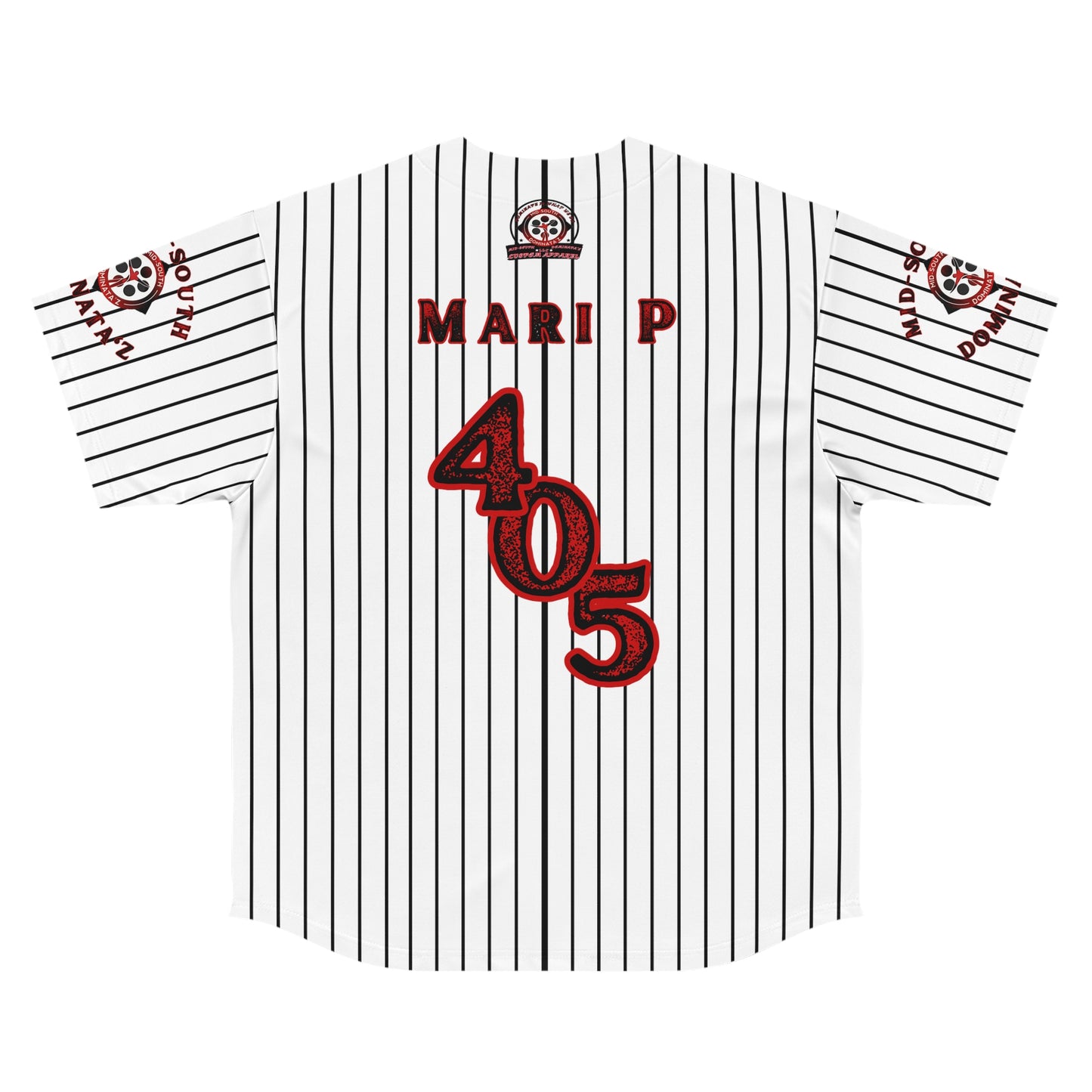 MSD Mari P Pinstripe Baseball Jersey (White)