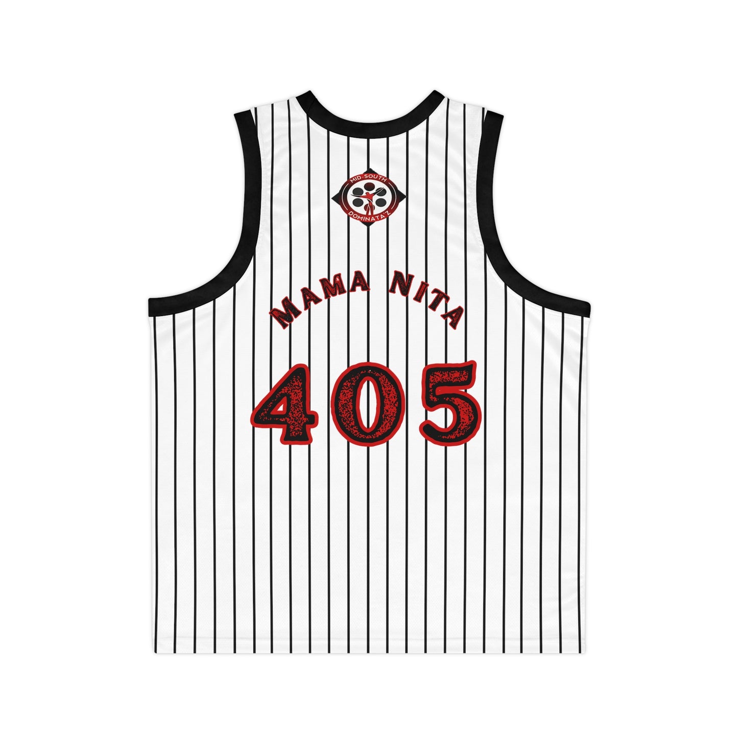 MSD Mama Nita Pinstripe Basketball Jersey (White)